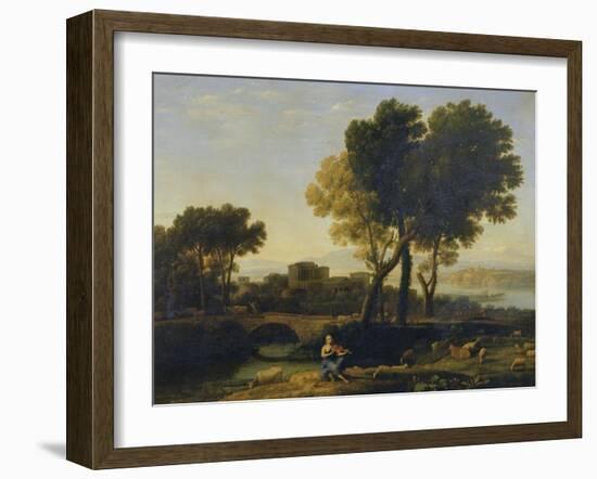 Landscape with Apollo Guarding the Cattle of Admetus and Mercury Stealing Them-Claude Lorraine-Framed Giclee Print