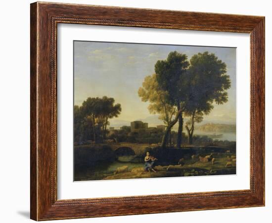 Landscape with Apollo Guarding the Cattle of Admetus and Mercury Stealing Them-Claude Lorraine-Framed Giclee Print