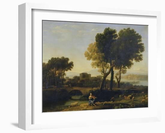 Landscape with Apollo Guarding the Cattle of Admetus and Mercury Stealing Them-Claude Lorraine-Framed Giclee Print