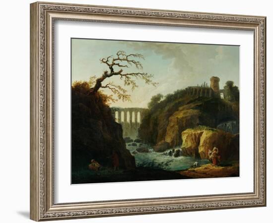 Landscape with Aqueduct and Torrent-Hubert Robert-Framed Giclee Print