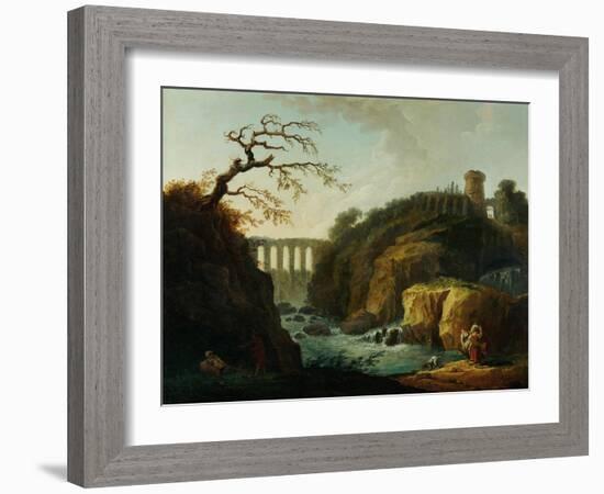 Landscape with Aqueduct and Torrent-Hubert Robert-Framed Giclee Print