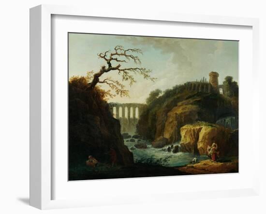 Landscape with Aqueduct and Torrent-Hubert Robert-Framed Giclee Print