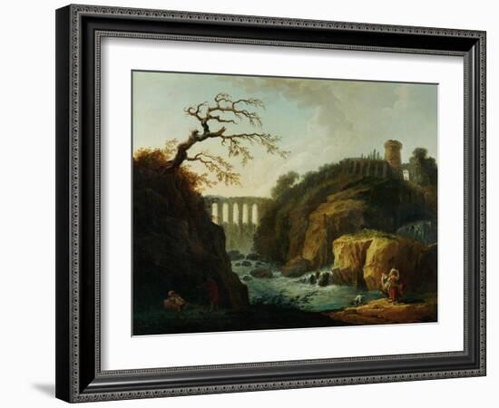 Landscape with Aqueduct and Torrent-Hubert Robert-Framed Giclee Print