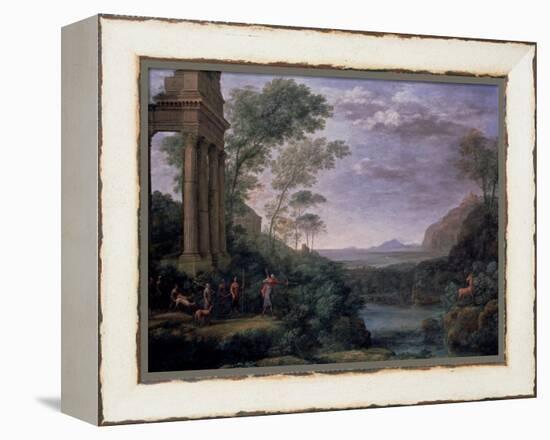 Landscape with Ascanius Shooting the Stag of Sylvia, 17th Century-Claude Lorraine-Framed Premier Image Canvas