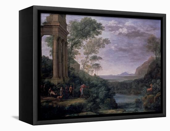 Landscape with Ascanius Shooting the Stag of Sylvia, 17th Century-Claude Lorraine-Framed Premier Image Canvas