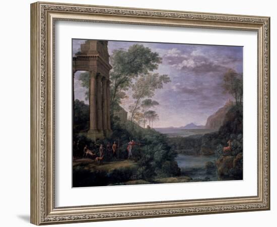 Landscape with Ascanius Shooting the Stag of Sylvia, 17th Century-Claude Lorraine-Framed Giclee Print