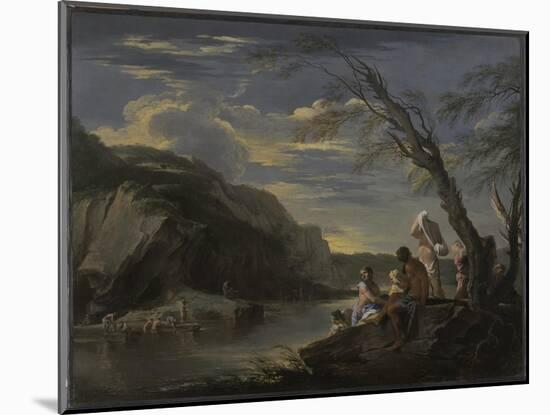 Landscape with Bathers, c.1660-Salvator Rosa-Mounted Giclee Print