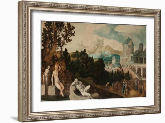 Landscape with Bathsheba, c. 1540-45-Jan van Scorel-Framed Giclee Print