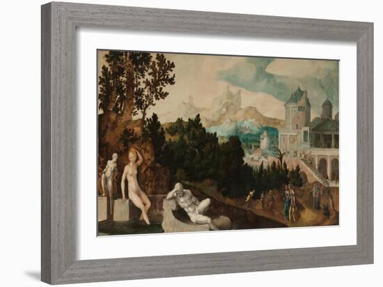 Landscape with Bathsheba, c. 1540-45-Jan van Scorel-Framed Giclee Print