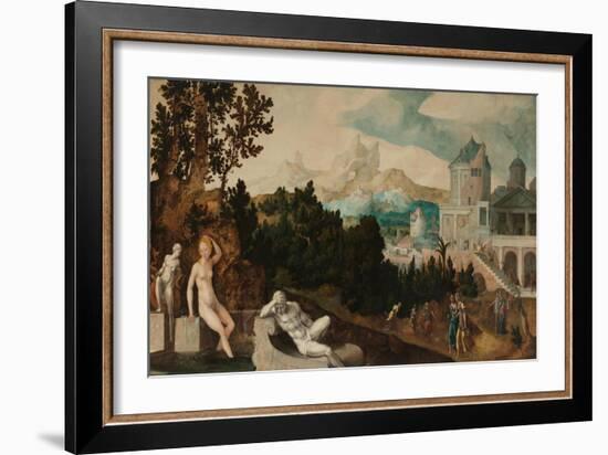 Landscape with Bathsheba, c. 1540-45-Jan van Scorel-Framed Giclee Print