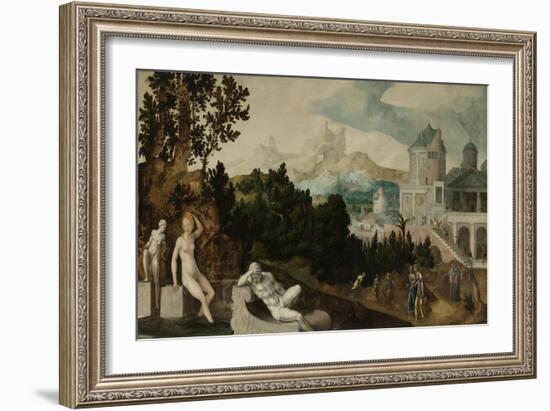 Landscape with Bathsheba-Jan van Scorel-Framed Art Print