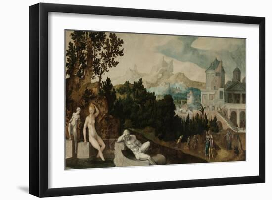 Landscape with Bathsheba-Jan van Scorel-Framed Art Print