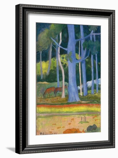 Landscape with Blue Trees (Paysage Aux Troncs Bleu), 1892-Paul Gauguin-Framed Giclee Print