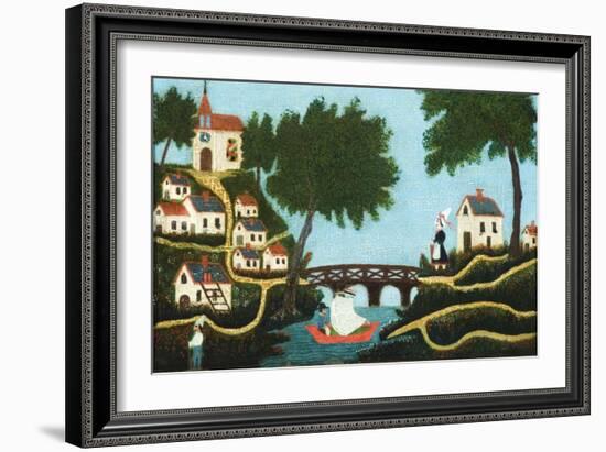 Landscape with Bridge-Henri Rousseau-Framed Art Print