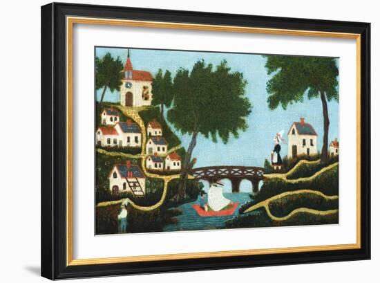 Landscape with Bridge-Henri Rousseau-Framed Art Print