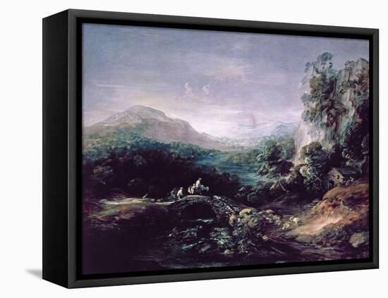 Landscape with Bridge-Thomas Gainsborough-Framed Premier Image Canvas