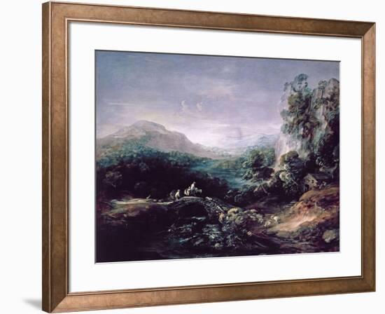 Landscape with Bridge-Thomas Gainsborough-Framed Giclee Print