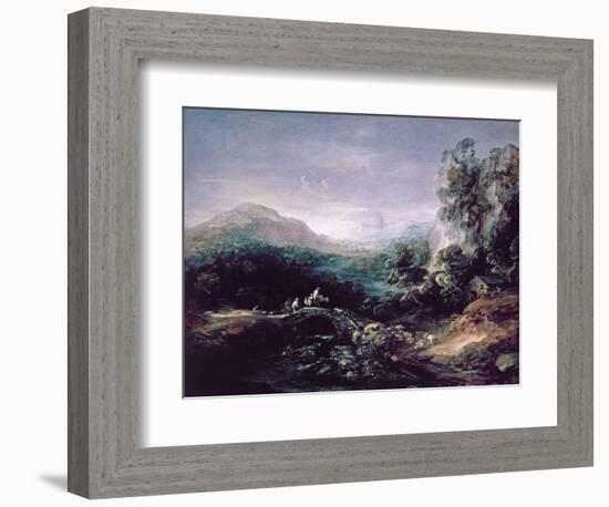 Landscape with Bridge-Thomas Gainsborough-Framed Giclee Print