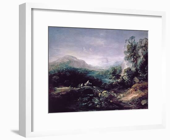 Landscape with Bridge-Thomas Gainsborough-Framed Giclee Print