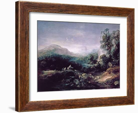 Landscape with Bridge-Thomas Gainsborough-Framed Giclee Print