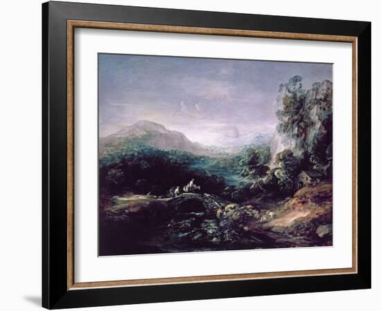 Landscape with Bridge-Thomas Gainsborough-Framed Giclee Print