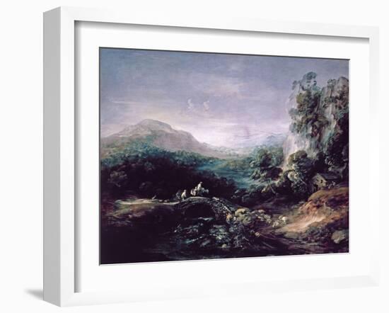 Landscape with Bridge-Thomas Gainsborough-Framed Giclee Print