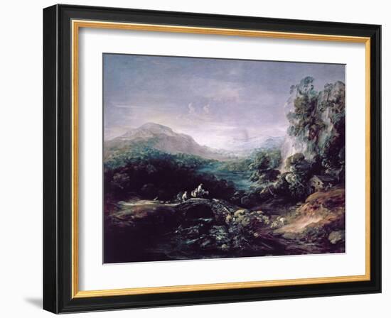 Landscape with Bridge-Thomas Gainsborough-Framed Giclee Print