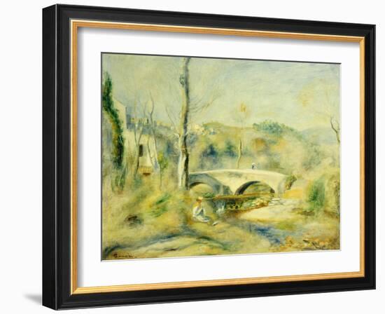 Landscape with Bridge-Pierre-Auguste Renoir-Framed Giclee Print