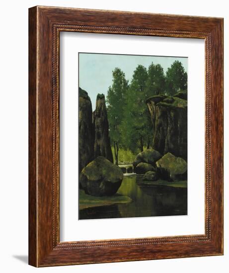 Landscape with Brook and Rocks-Gustave Courbet-Framed Giclee Print