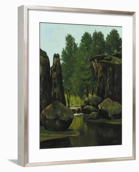 Landscape with Brook and Rocks-Gustave Courbet-Framed Giclee Print