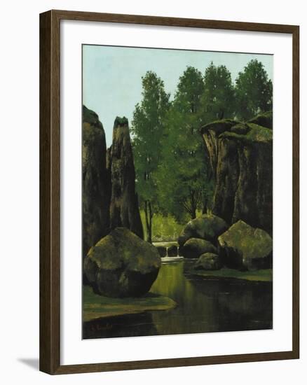 Landscape with Brook and Rocks-Gustave Courbet-Framed Giclee Print