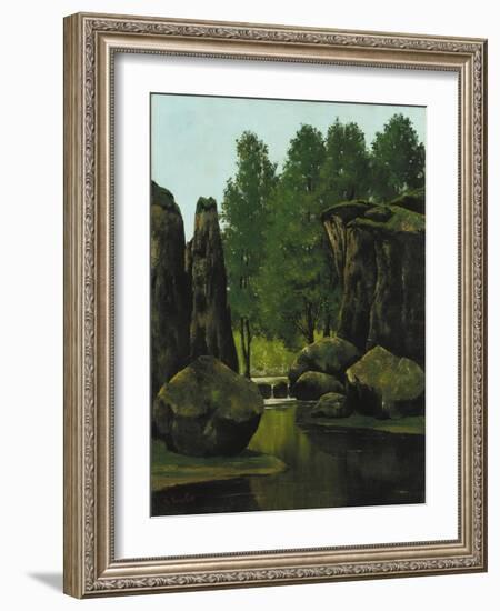 Landscape with Brook and Rocks-Gustave Courbet-Framed Giclee Print