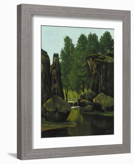 Landscape with Brook and Rocks-Gustave Courbet-Framed Giclee Print