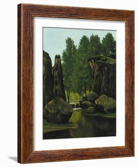 Landscape with Brook and Rocks-Gustave Courbet-Framed Giclee Print