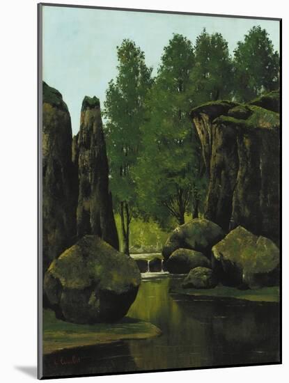 Landscape with Brook and Rocks-Gustave Courbet-Mounted Giclee Print