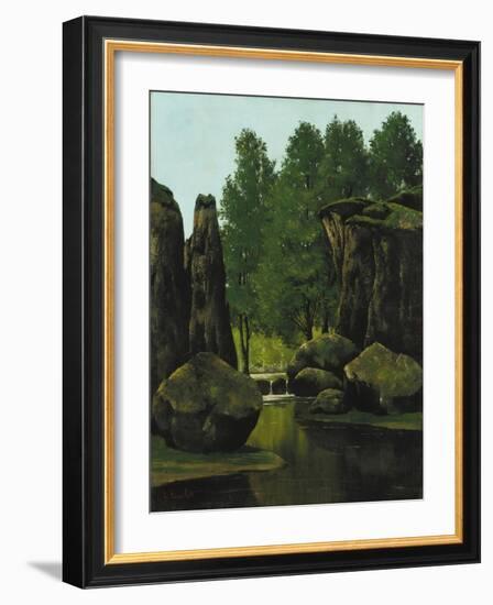 Landscape with Brook and Rocks-Gustave Courbet-Framed Giclee Print