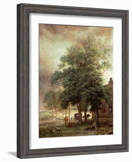 Landscape with Carriage or House Beyond the Trees-Paulus Potter-Framed Premium Giclee Print