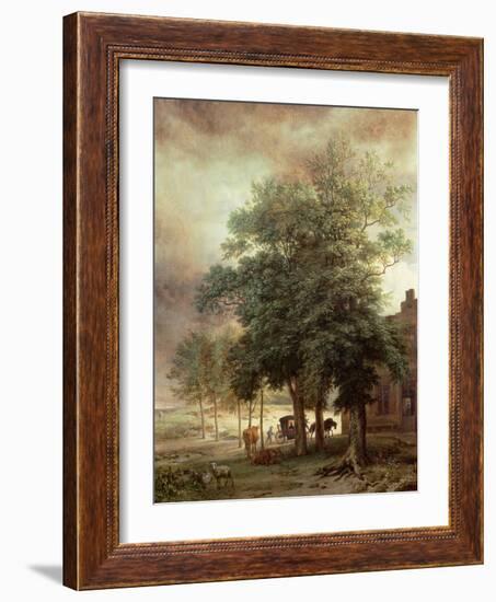 Landscape with Carriage or House Beyond the Trees-Paulus Potter-Framed Premium Giclee Print