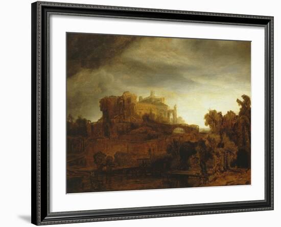 Landscape with Castle, Imaginary View, C.1640-42-Rembrandt van Rijn-Framed Giclee Print