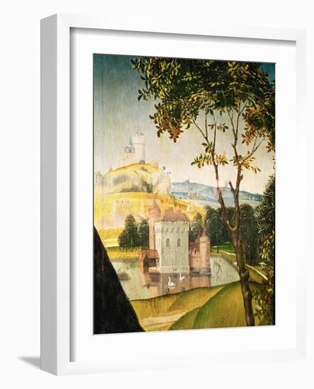 Landscape with Castle in a Moat and Two Swans, 1460-66-Rogier van der Weyden-Framed Giclee Print