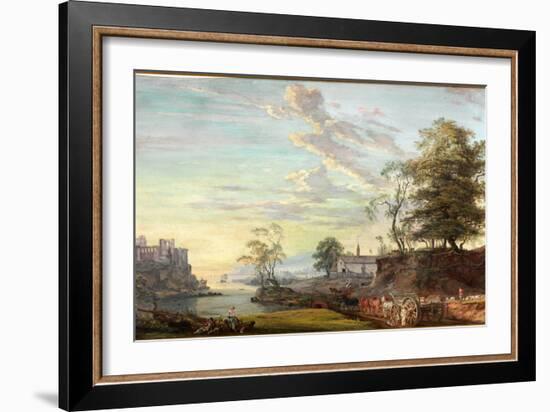 Landscape with Castle on a Bay, about 1769-1795 (Watercolour and Gouache)-Paul Sandby-Framed Giclee Print