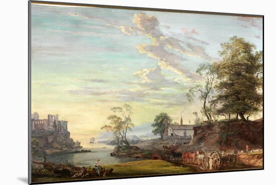 Landscape with Castle on a Bay, about 1769-1795 (Watercolour and Gouache)-Paul Sandby-Mounted Giclee Print