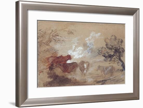 Landscape with Cattle and a Horse in Windy Weather, C.1785-Thomas Gainsborough-Framed Giclee Print