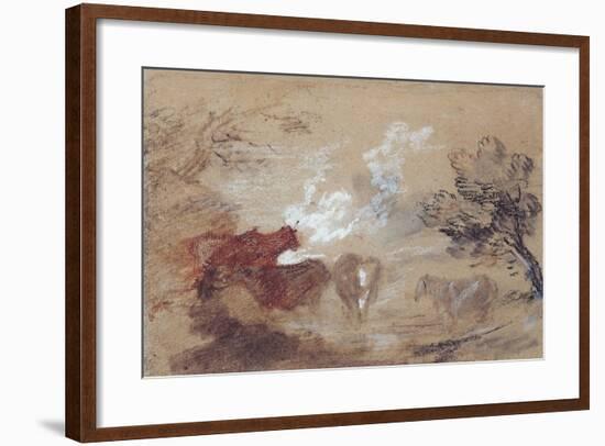 Landscape with Cattle and a Horse in Windy Weather, C.1785-Thomas Gainsborough-Framed Giclee Print