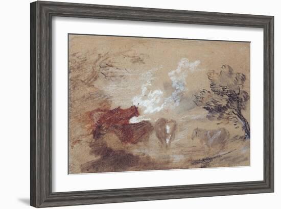 Landscape with Cattle and a Horse in Windy Weather, C.1785-Thomas Gainsborough-Framed Giclee Print