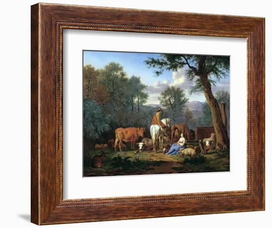 Landscape with Cattle and Figures, 1664-Adriaen van de Velde-Framed Premium Giclee Print