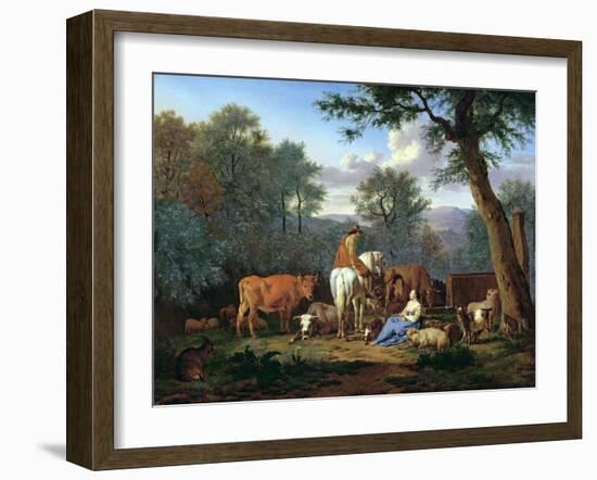 Landscape with Cattle and Figures, 1664-Adriaen van de Velde-Framed Giclee Print