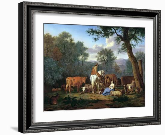 Landscape with Cattle and Figures, 1664-Adriaen van de Velde-Framed Giclee Print