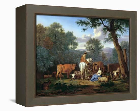 Landscape with Cattle and Figures, 1664-Adriaen van de Velde-Framed Premier Image Canvas