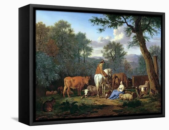 Landscape with Cattle and Figures, 1664-Adriaen van de Velde-Framed Premier Image Canvas